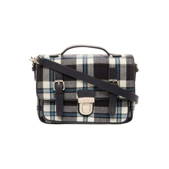 Kate Spade Blue Plaid Gold-Tone Hardware Top Handle Bag - Picture 1 of 6